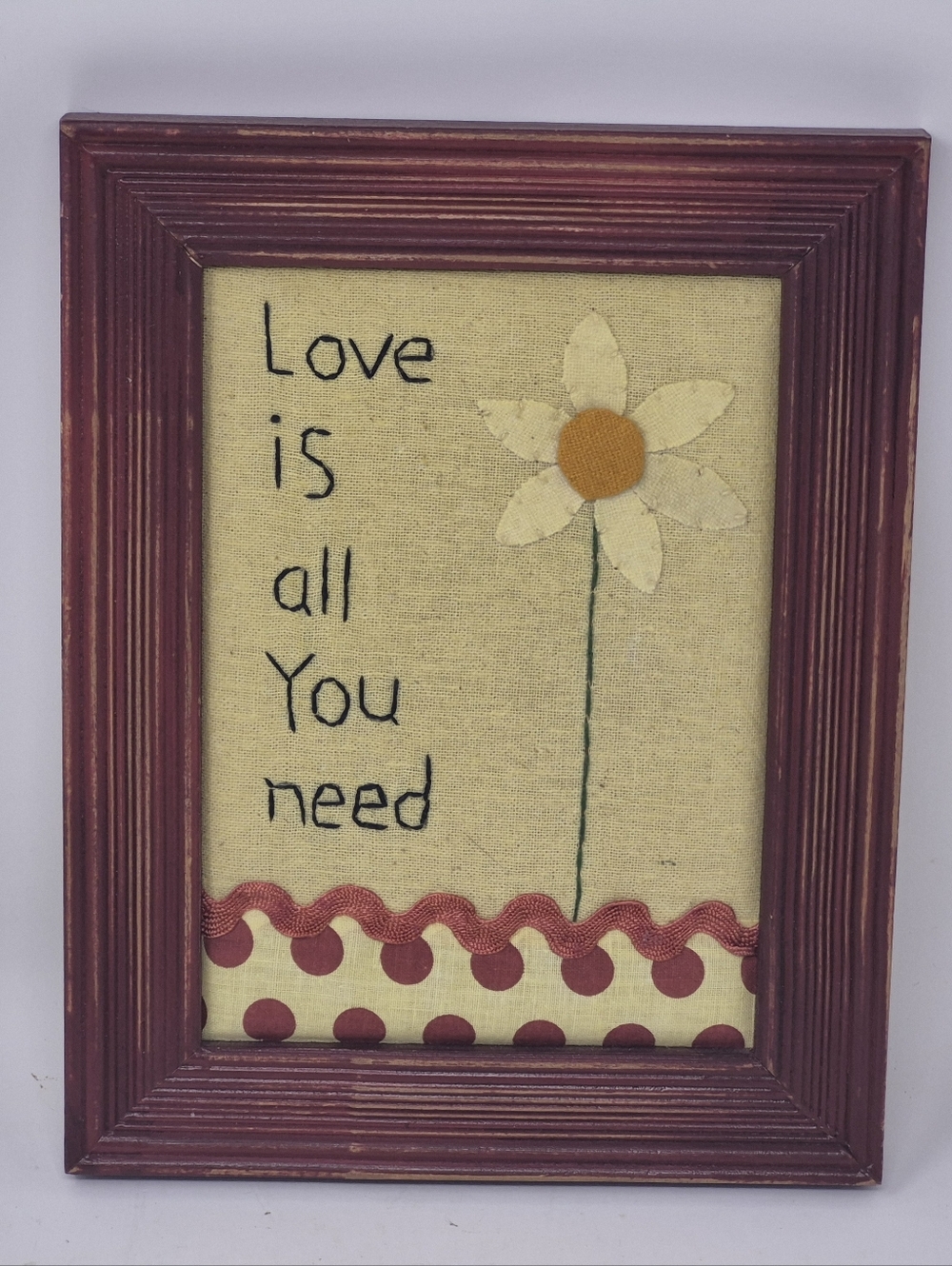 Love Is All You Need Stitched Wall Art Flower And Poka Dots